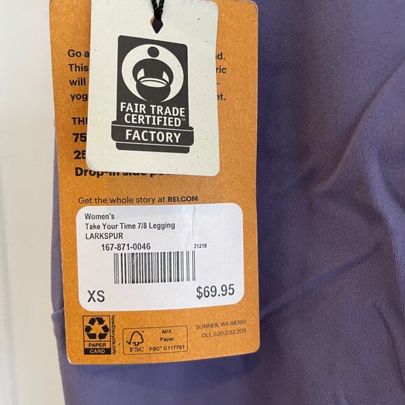 Women's REI Co-op Take Your Time 7/8 Leggings | X-Small | Larkspur | NWT - Picture 8 of 12